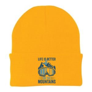 Skier Ski Goggles Life Is Better On The Mountains Skiing Cute Gift Knit Cap Winter Beanie