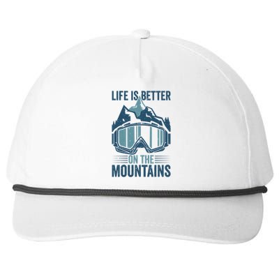 Skier Ski Goggles Life Is Better On The Mountains Skiing Cute Gift Snapback Five-Panel Rope Hat