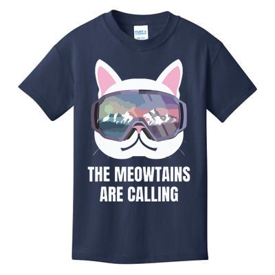 Ski Snowboard Goggles Funny The Meowtains Are Calling Gift Kids T-Shirt