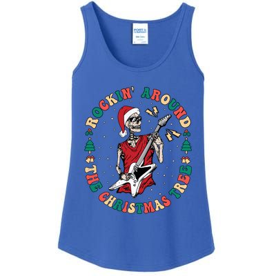 Santa Skeleton Guitar Guy Christmas Rock Band Xmas Musician Gift Ladies Essential Tank