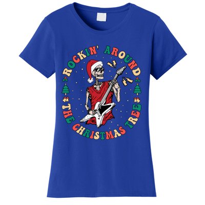 Santa Skeleton Guitar Guy Christmas Rock Band Xmas Musician Gift Women's T-Shirt