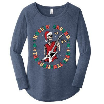 Santa Skeleton Guitar Guy Christmas Rock Band Xmas Musician Gift Women's Perfect Tri Tunic Long Sleeve Shirt