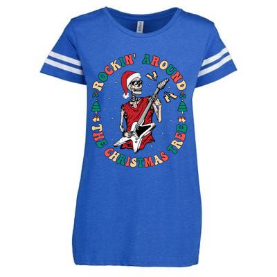 Santa Skeleton Guitar Guy Christmas Rock Band Xmas Musician Gift Enza Ladies Jersey Football T-Shirt