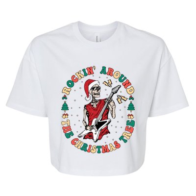 Santa Skeleton Guitar Guy Christmas Rock Band Xmas Musician Gift Bella+Canvas Jersey Crop Tee