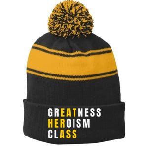 Sarcastic Sarcasm Greatness Heroism Class Eat Her Ass Stripe Pom Pom Beanie