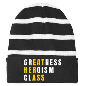 Sarcastic Sarcasm Greatness Heroism Class Eat Her Ass Striped Beanie with Solid Band