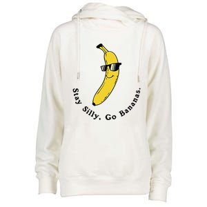 Stay Silly Go Bananas Art Fun Stylish Womens Funnel Neck Pullover Hood