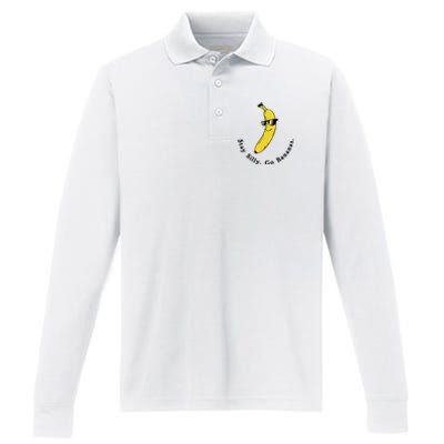 Stay Silly Go Bananas Art Fun Stylish Performance Long Sleeve Polo