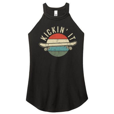 Skateboard Skateboarding Gift For Skateboarder Retro Vintage Women’s Perfect Tri Rocker Tank