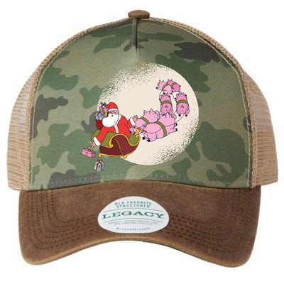 Santa Sleigh Gift With Flying Pigs And Christmas Presents Cool Gift Legacy Tie Dye Trucker Hat