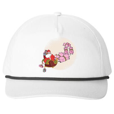 Santa Sleigh Gift With Flying Pigs And Christmas Presents Cool Gift Snapback Five-Panel Rope Hat