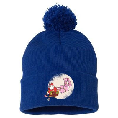 Santa Sleigh Gift With Flying Pigs And Christmas Presents Cool Gift Pom Pom 12in Knit Beanie