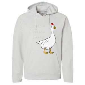 Santa’s silliest goose tacky Funny Christmas  Performance Fleece Hoodie