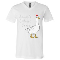 Santa’s silliest goose tacky Funny Christmas  V-Neck T-Shirt