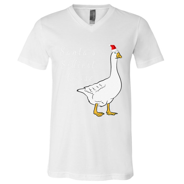 Santa’s silliest goose tacky Funny Christmas  V-Neck T-Shirt