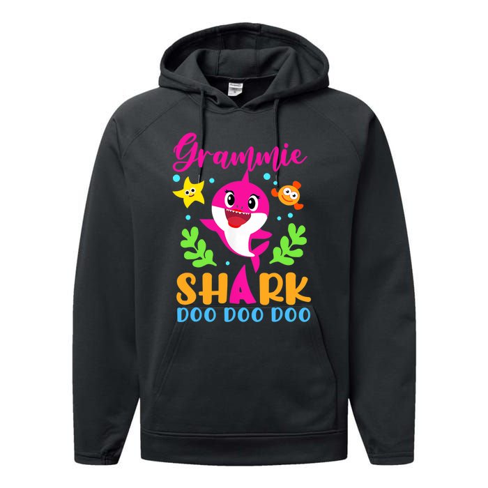 Shark Shirt Grammie Shirt Grammie Lover Family Mother's Performance Fleece Hoodie