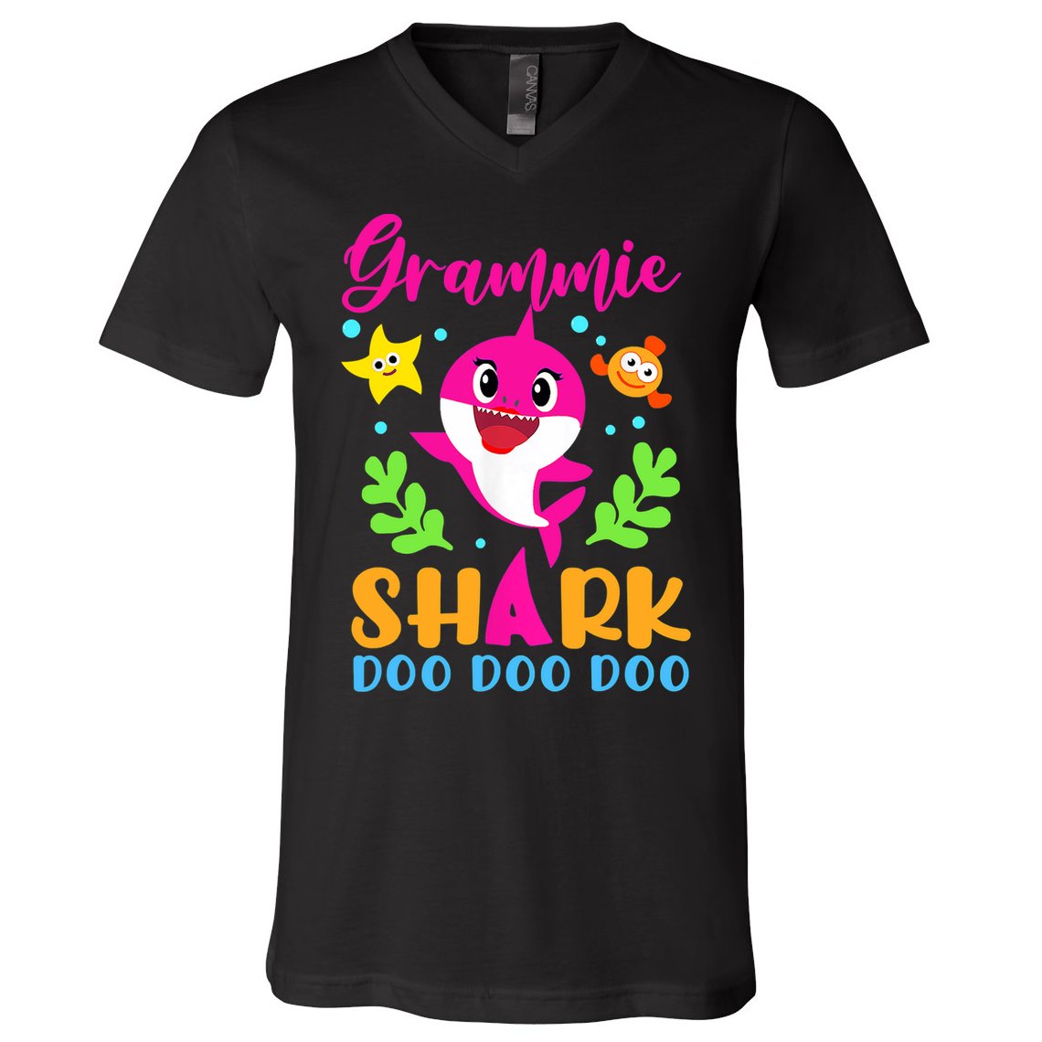 Shark Shirt Grammie Shirt Grammie Lover Family Mother's V-Neck T-Shirt