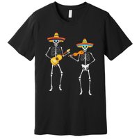 Skeleton Sombreros Guitar Fiesta Cinco De Mayo Premium T-Shirt