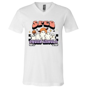 Sped Squad Ghoul Special Education Teacher Halloween Costume V-Neck T-Shirt