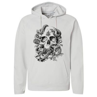 Skull & Snakes Goth Punk Performance Fleece Hoodie