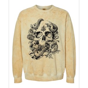 Skull & Snakes Goth Punk Colorblast Crewneck Sweatshirt