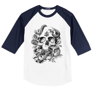 Skull & Snakes Goth Punk Baseball Sleeve Shirt