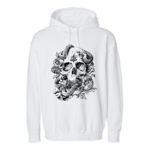 Skull & Snakes Goth Punk Garment-Dyed Fleece Hoodie