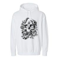 Skull & Snakes Goth Punk Garment-Dyed Fleece Hoodie