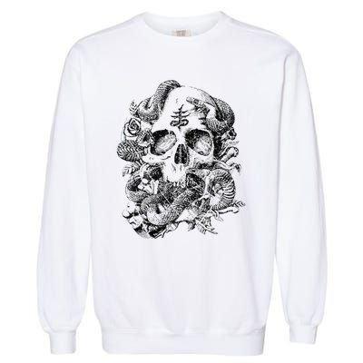 Skull & Snakes Goth Punk Garment-Dyed Sweatshirt