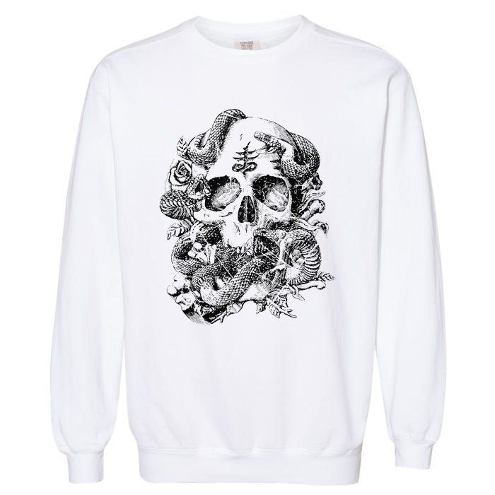 Skull & Snakes Goth Punk Garment-Dyed Sweatshirt