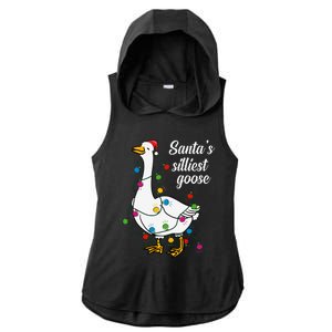 Santa’s silliest goose Funny Christmas Family  Ladies PosiCharge Tri-Blend Wicking Draft Hoodie Tank