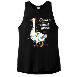 Santa’s silliest goose Funny Christmas Family  Ladies PosiCharge Tri-Blend Wicking Tank