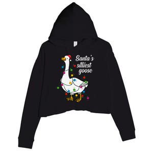 Santa’s silliest goose Funny Christmas Family  Crop Fleece Hoodie