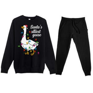 Santa’s silliest goose Funny Christmas Family  Premium Crewneck Sweatsuit Set