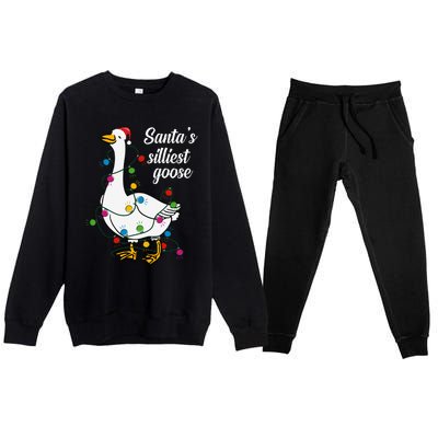 Santa’s silliest goose Funny Christmas Family  Premium Crewneck Sweatsuit Set