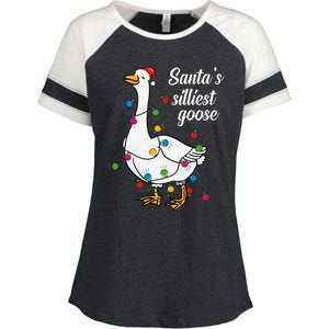 Santa’s silliest goose Funny Christmas Family  Enza Ladies Jersey Colorblock Tee