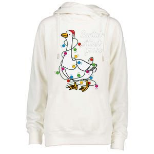 Santa’s silliest goose Funny Christmas Family  Womens Funnel Neck Pullover Hood