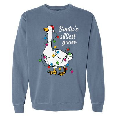 Santa’s silliest goose Funny Christmas Family  Garment-Dyed Sweatshirt