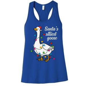 Santa’s silliest goose Funny Christmas Family  Women's Racerback Tank