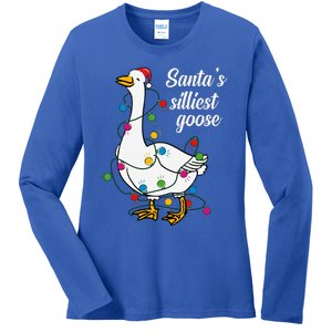 Santa’s silliest goose Funny Christmas Family  Ladies Long Sleeve Shirt