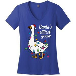 Santa’s silliest goose Funny Christmas Family  Women's V-Neck T-Shirt