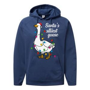 Santa’s silliest goose Funny Christmas Family  Performance Fleece Hoodie