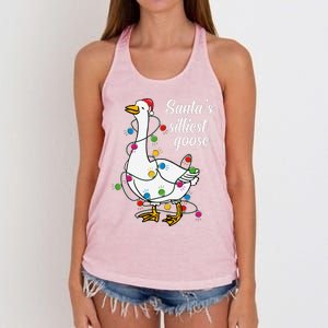 Santa’s silliest goose Funny Christmas Family  Women's Knotted Racerback Tank