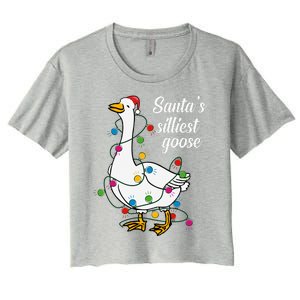 Santa’s silliest goose Funny Christmas Family  Women's Crop Top Tee