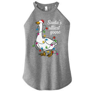 Santa’s silliest goose Funny Christmas Family  Women's Perfect Tri Rocker Tank