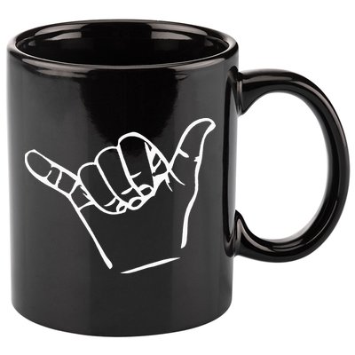 Shaka Sign Good Vibes Retro Hang Loose 11oz C Handle Ceramic Mug