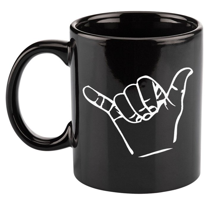 Shaka Sign Good Vibes Retro Hang Loose 11oz C Handle Ceramic Mug