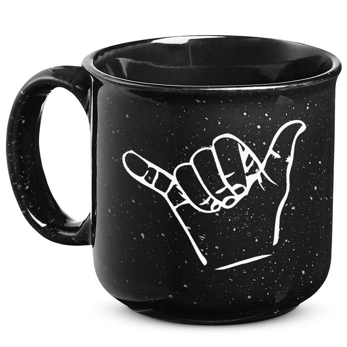 Shaka Sign Good Vibes Retro Hang Loose 15oz Campfire Ceramic Mug