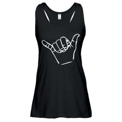 Shaka Sign Good Vibes Retro Hang Loose Ladies Essential Flowy Tank