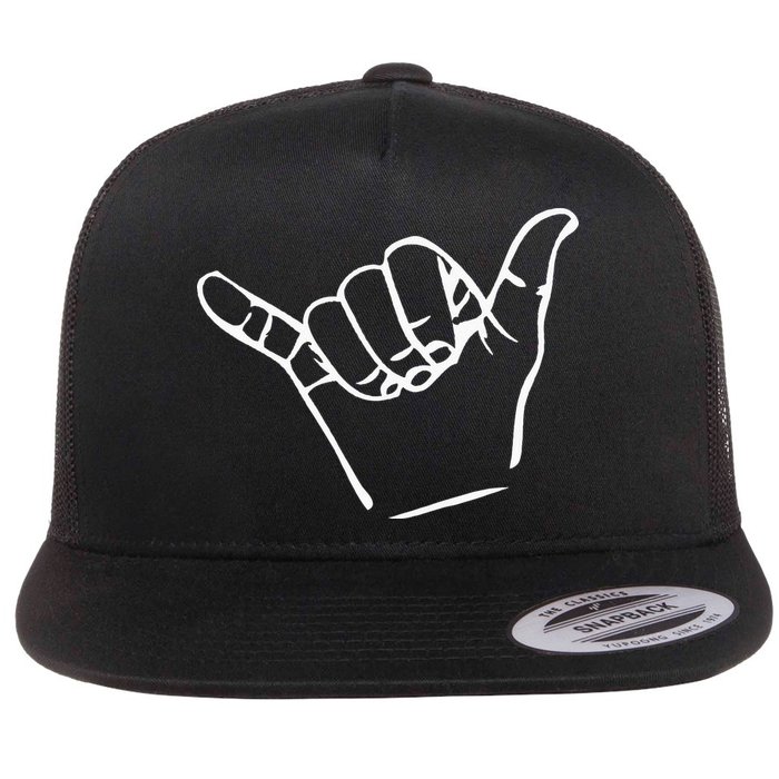 Shaka Sign Good Vibes Retro Hang Loose Flat Bill Trucker Hat
